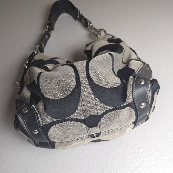 Coach Carly Signature Big C Black Gray Hobo Shoulder Vintage Bag Purse 12871 - Picture 6 of 10